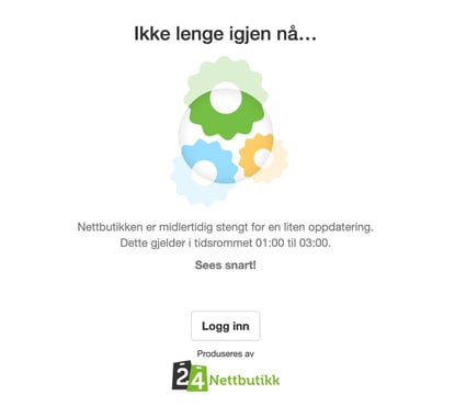 Beskjed, midlertidig stenging