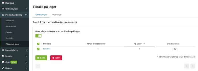 Tilbake på lager, påmelding